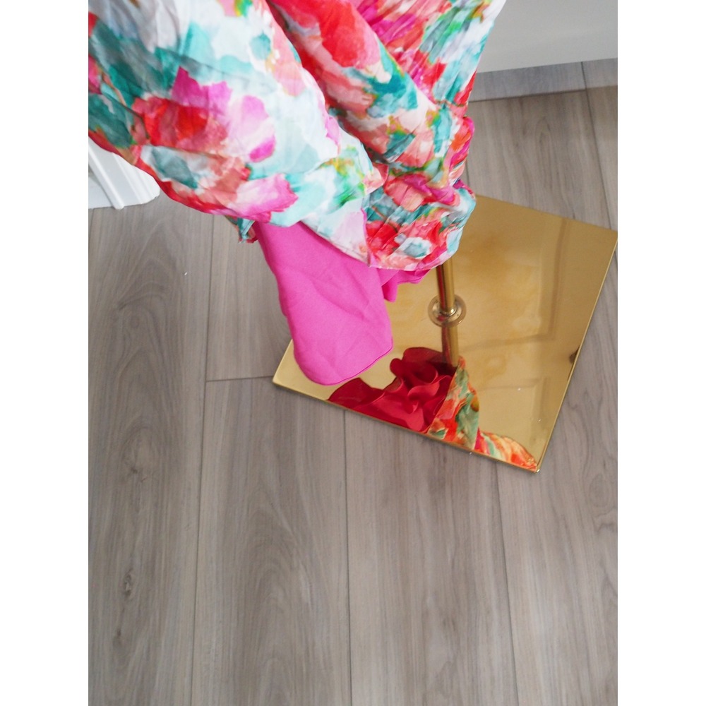 Soft Surroundings Watercolor Floral Pink Maxi Dress Boho PM Long Sleeve V-Neck - Picture 8 of 13